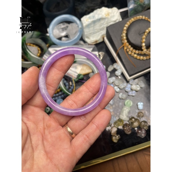 Vòng ngọc cẩm thạch tím bảng tròn 54-55mm 1 Vòng ngọc cẩm thạch tím bảng tròn 54-55mm