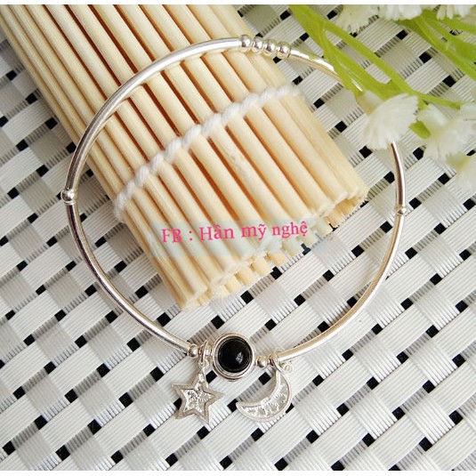Vòng tay bạc hạt đen HANMYNGHE 2 Vòng tay bạc hạt đen HANMYNGHE - Hình ảnh 2