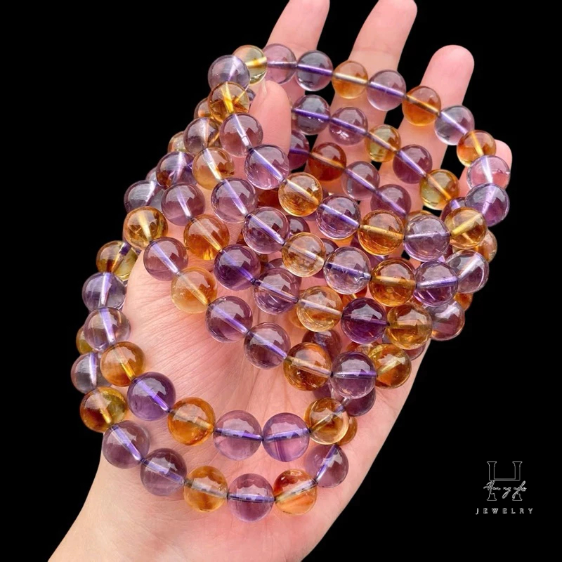 Vòng tay đá thạch anh tím mix thạch anh vàng HANMYNGHE 4 Vòng tay đá thạch anh tím mix thạch anh vàng HANMYNGHE - Hình ảnh 4