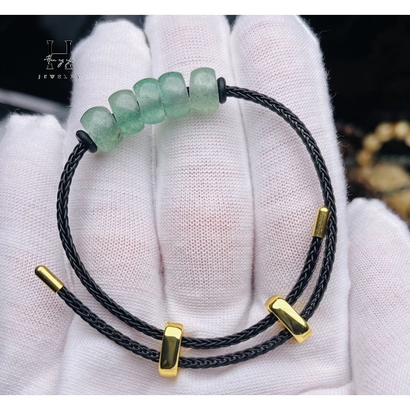 Vòng tay ngũ điếu đá thạch anh dâu tây xanh HANMYNGHE 1 Vòng tay ngũ điếu đá thạch anh dâu tây xanh HANMYNGHE