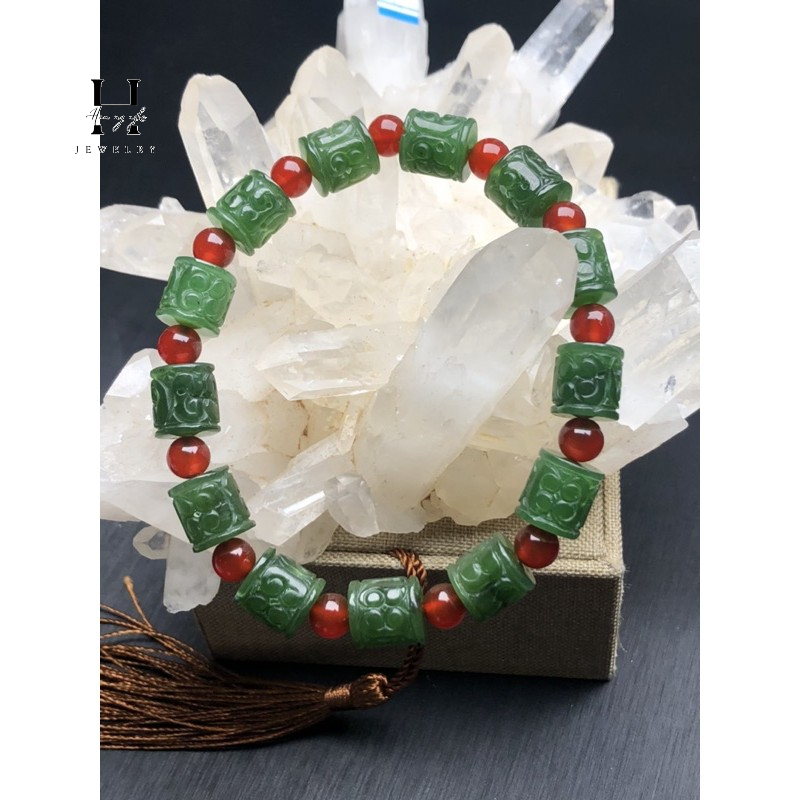 Vòng tay lu thống chạm hoa văn 10mm HANMYNGHE 3 Vòng tay lu thống chạm hoa văn 10mm HANMYNGHE - Hình ảnh 3