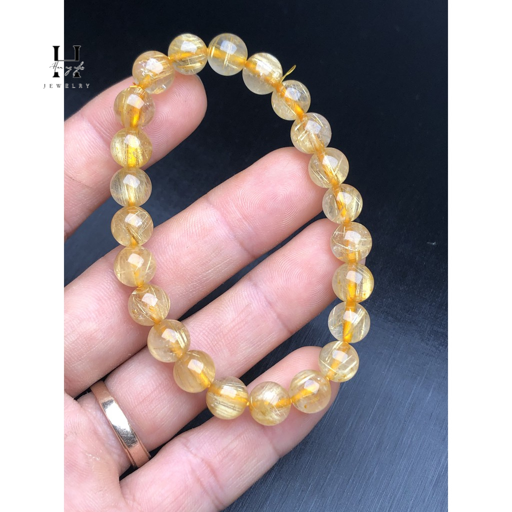 Vòng tay đá thạch anh tóc vàng 8mm HANMYNGHE 2 Vòng tay đá thạch anh tóc vàng 8mm HANMYNGHE - Hình ảnh 2
