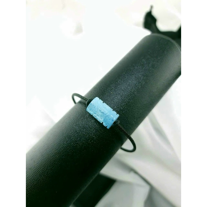 Vòng tay lu thống đá aquamarine chạm kim tiền HANMYNGHE 3 Vòng tay lu thống đá aquamarine chạm kim tiền HANMYNGHE - Hình ảnh 3