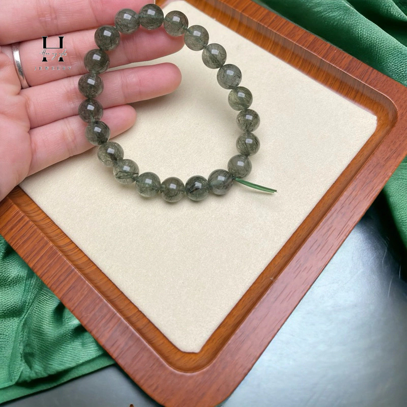 Vòng tay đá thạch anh tóc xanh 8 mm 21 hạt HANMYNGHE 2 Vòng tay đá thạch anh tóc xanh 8 mm 21 hạt HANMYNGHE - Hình ảnh 2