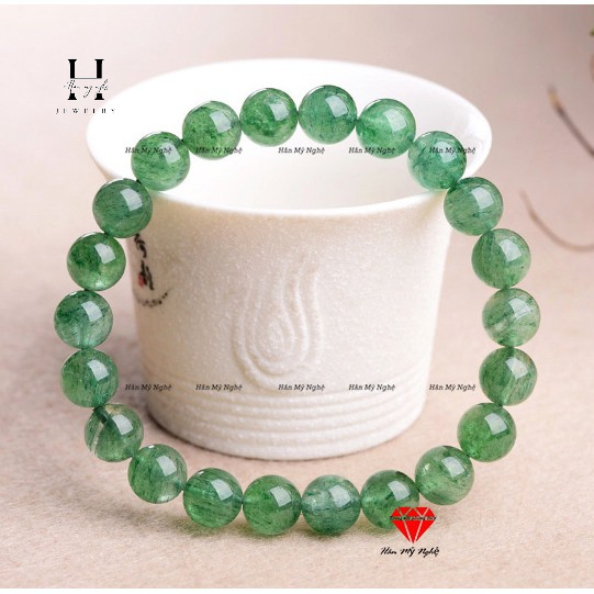 Vòng tay đá thạch anh dâu tây xanh HANMYNGHE 1 Vòng tay đá thạch anh dâu tây xanh HANMYNGHE