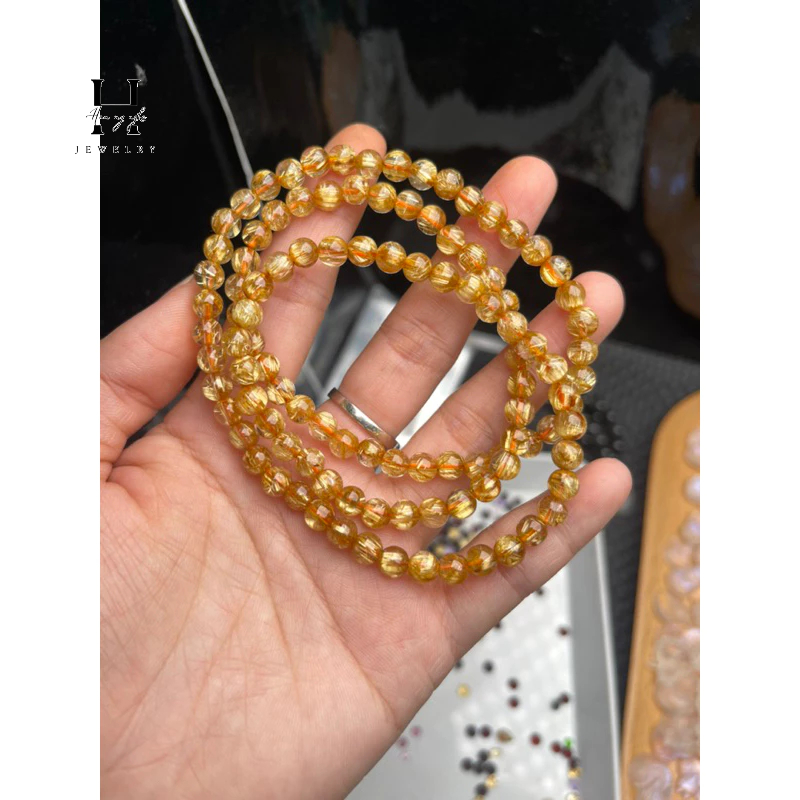 Vòng tay đá thạch anh tóc vàng vip 5 mm quấn 3 HANMYNGHE 2 Vòng tay đá thạch anh tóc vàng vip 5 mm quấn 3 HANMYNGHE - Hình ảnh 2