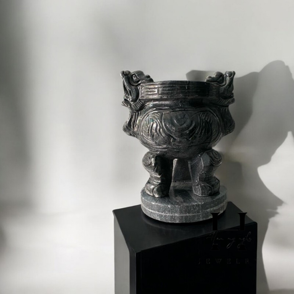 lư hương chạm rồng đá tự nhiên cao 23cm HANMYNGHE 1 lư hương chạm rồng đá tự nhiên cao 23cm HANMYNGHE