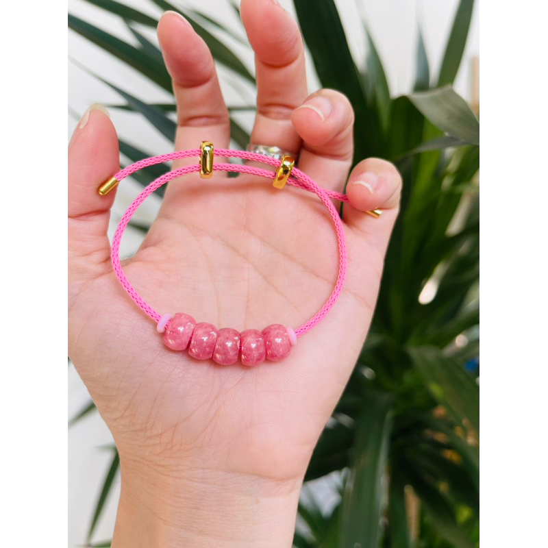 Vòng tay ngũ điếu đá đào hoa loại đẹp không vân đá HANMYNGHE 2 Vòng tay ngũ điếu đá đào hoa loại đẹp không vân đá HANMYNGHE - Hình ảnh 2