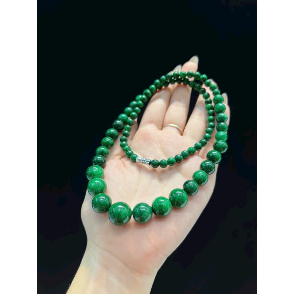 Vòng cổ đá ngọc màu xanh lá 6mm đến 14mm HANMYNGHE 3 Vòng cổ đá ngọc màu xanh lá 6mm đến 14mm HANMYNGHE - Hình ảnh 3