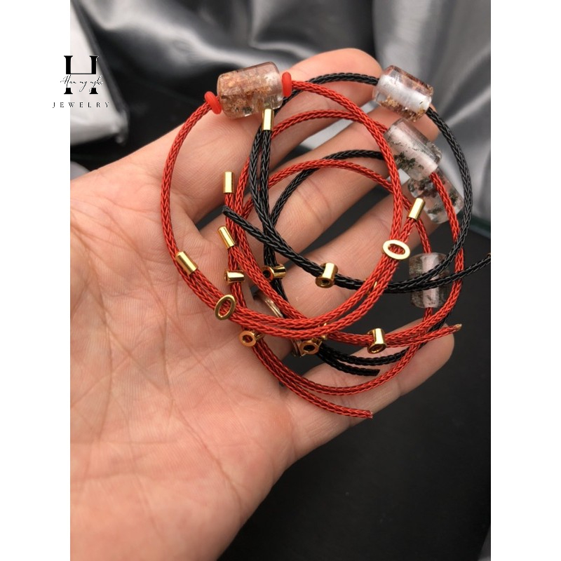 Vòng tay lu thống đá thạch anh ưu linh ngũ sắc HANMYNGHE 1 Vòng tay lu thống đá thạch anh ưu linh ngũ sắc HANMYNGHE