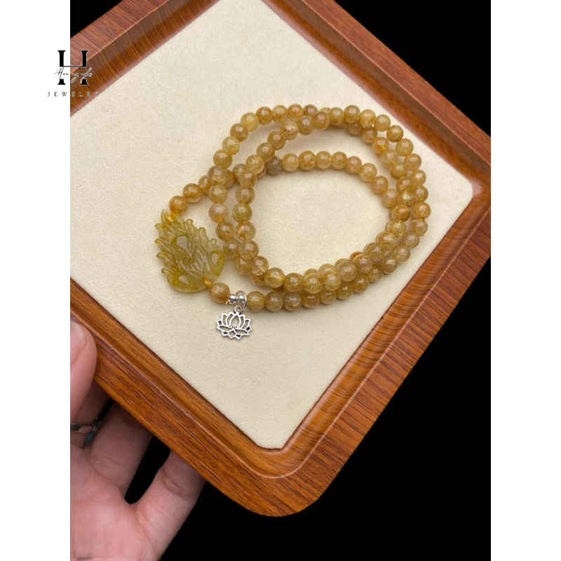 vòng tay đá thạch anh tóc vàng mix hồ ly 6 mm 1 vòng tay đá thạch anh tóc vàng mix hồ ly 6 mm