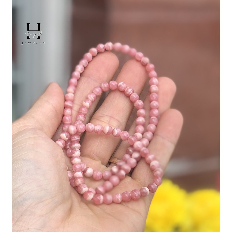 Vòng tay đào hoa 6 mm quấn 3 vòng 2 Vòng tay đào hoa 6 mm quấn 3 vòng - Hình ảnh 2