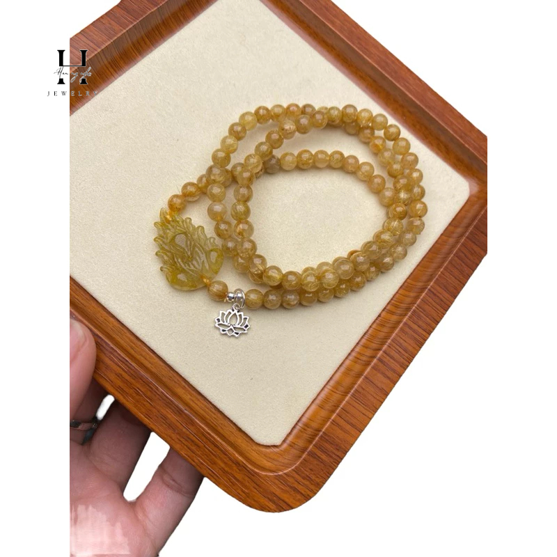 vòng tay đá thạch anh tóc vàng mix hồ ly 6 mm 2 vòng tay đá thạch anh tóc vàng mix hồ ly 6 mm - Hình ảnh 2