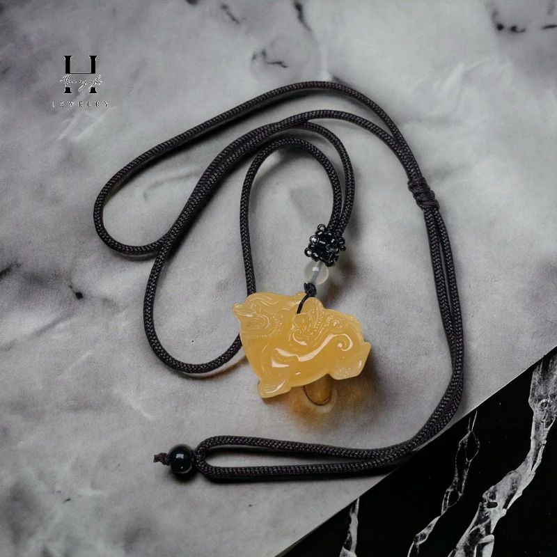 Mặt dây chuyền kỳ lân đá ngọc hoàng long kèm dây đeo HANMYNGHE 3 Mặt dây chuyền kỳ lân đá ngọc hoàng long kèm dây đeo HANMYNGHE - Hình ảnh 3