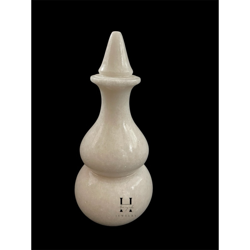 Hồ lô đá trắng nguyên khối tự nhiên cao 25 cm HANMYNGHE 1 Hồ lô đá trắng nguyên khối tự nhiên cao 25 cm HANMYNGHE