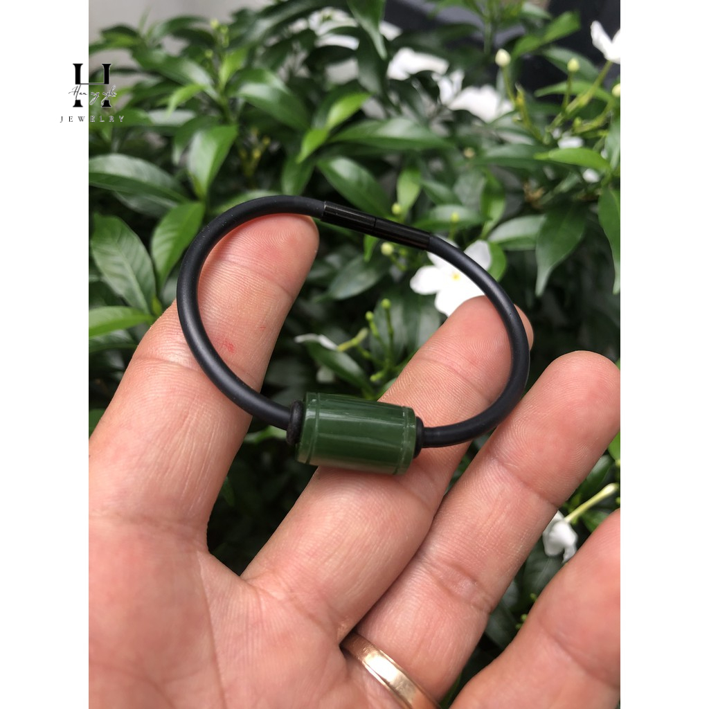 Vòng tay lu thống đá ngọc bích HANMYNGHE 1 Vòng tay lu thống đá ngọc bích HANMYNGHE