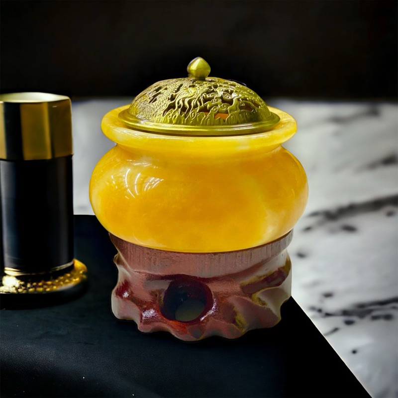 Bát xông trầm đá ngọc hoàng long tự nhiên 15 cm HANMYNGHE 2 Bát xông trầm đá ngọc hoàng long tự nhiên 15 cm HANMYNGHE - Hình ảnh 2