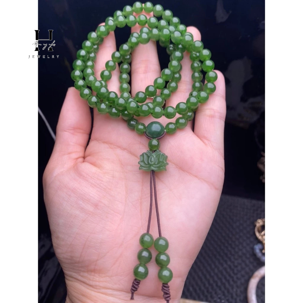 Vòng tay đá ngọc bích tự nhiên 108 hạt 6mm HANMYNGHE 1 Vòng tay đá ngọc bích tự nhiên 108 hạt 6mm HANMYNGHE