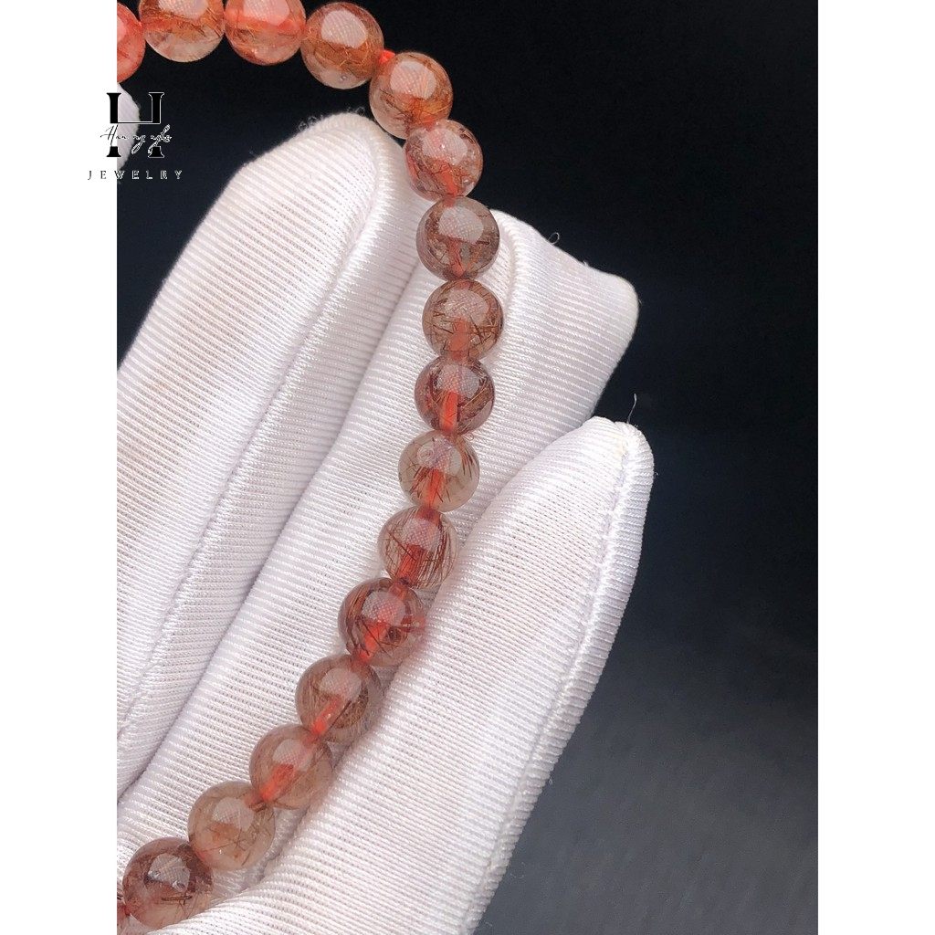 Vòng tay đá thạch anh tóc đỏ tự nhiên 7mm HANMYNGHE 2 Vòng tay đá thạch anh tóc đỏ tự nhiên 7mm HANMYNGHE - Hình ảnh 2