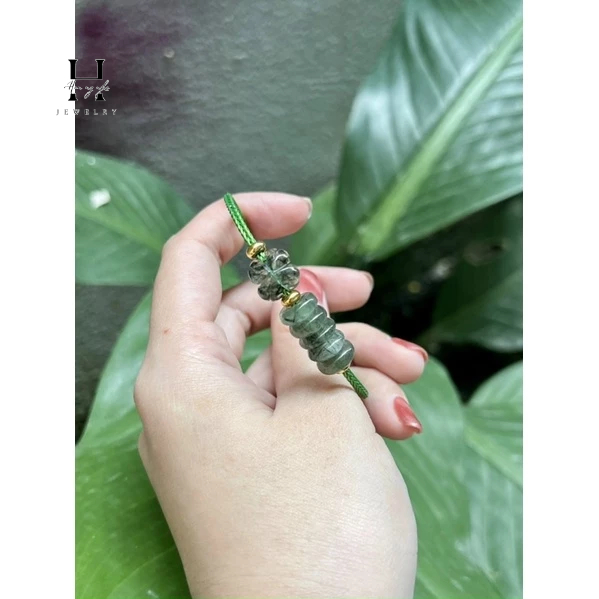 Vòng tay ngũ điếu mix cỏ 4 lá đá thạch anh tóc HANMYNGHE 1 Vòng tay ngũ điếu mix cỏ 4 lá đá thạch anh tóc HANMYNGHE