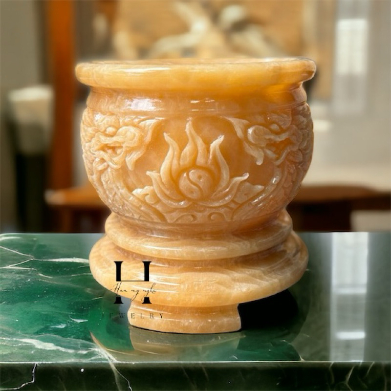 Lư hương chạm rồng đá ngọc hoàng long HANMYNGHE 2 Lư hương chạm rồng đá ngọc hoàng long HANMYNGHE - Hình ảnh 2
