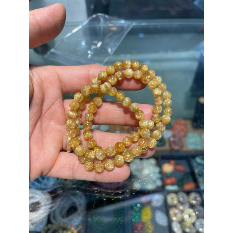 Vòng tay thạch anh tóc vàng quấn 3 vòng 6mm HANMYNGHE 3 Vòng tay thạch anh tóc vàng quấn 3 vòng 6mm  HANMYNGHE - Hình ảnh 3