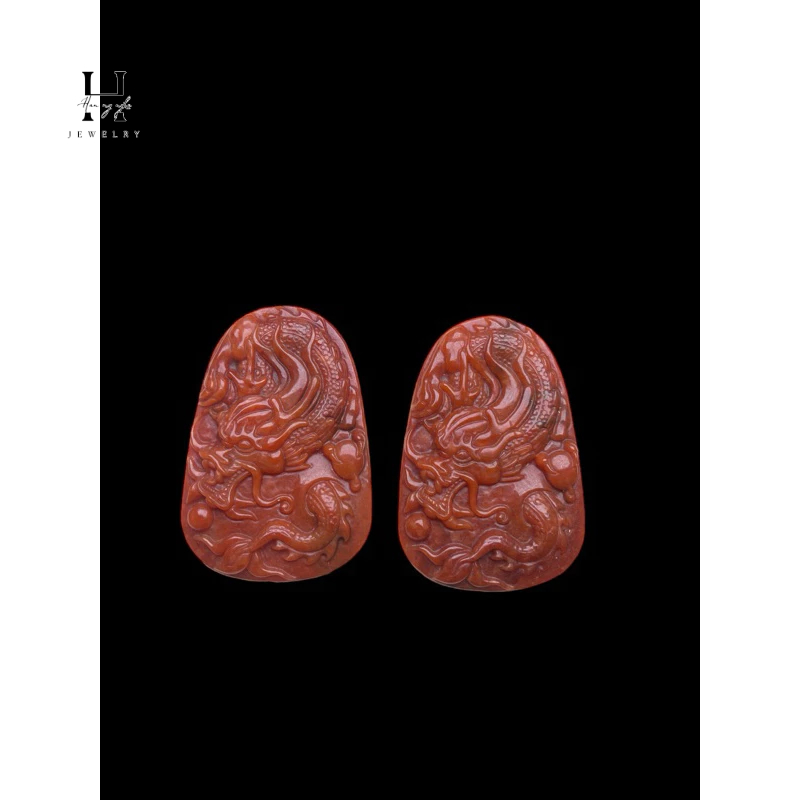 Mặt rồng đá ngọc cẩm thạch huyết kèm dây đeo HANMYNGHE 2 Mặt rồng đá ngọc cẩm thạch huyết kèm dây đeo HANMYNGHE - Hình ảnh 2