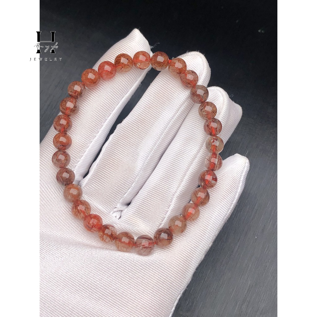 Vòng tay đá thạch anh tóc đỏ tự nhiên 7mm HANMYNGHE 1 Vòng tay đá thạch anh tóc đỏ tự nhiên 7mm HANMYNGHE