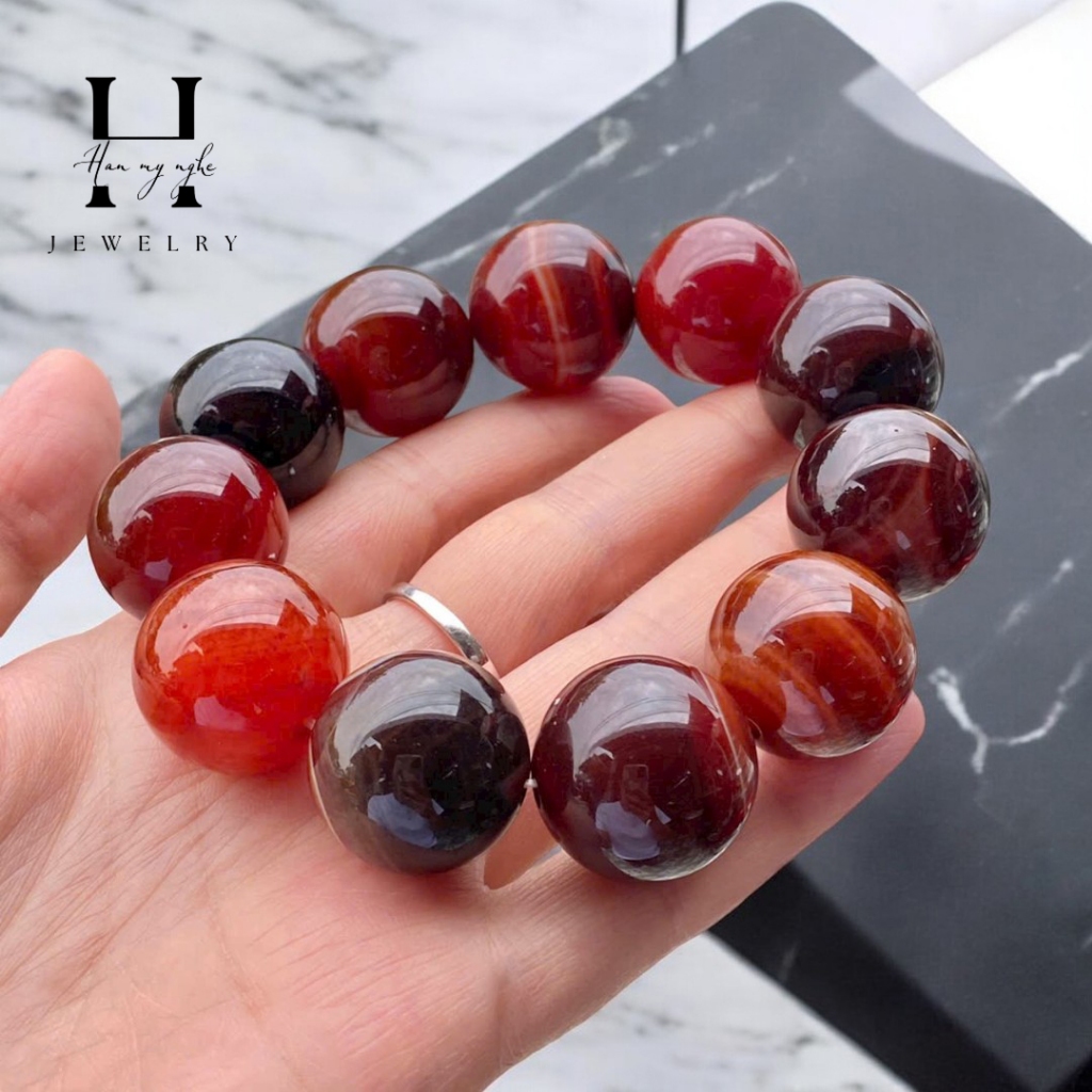 Vòng tay đá mã não tự nhiên 20mm HANMYNGHE 2 Vòng tay đá mã não tự nhiên 20mm HANMYNGHE - Hình ảnh 2