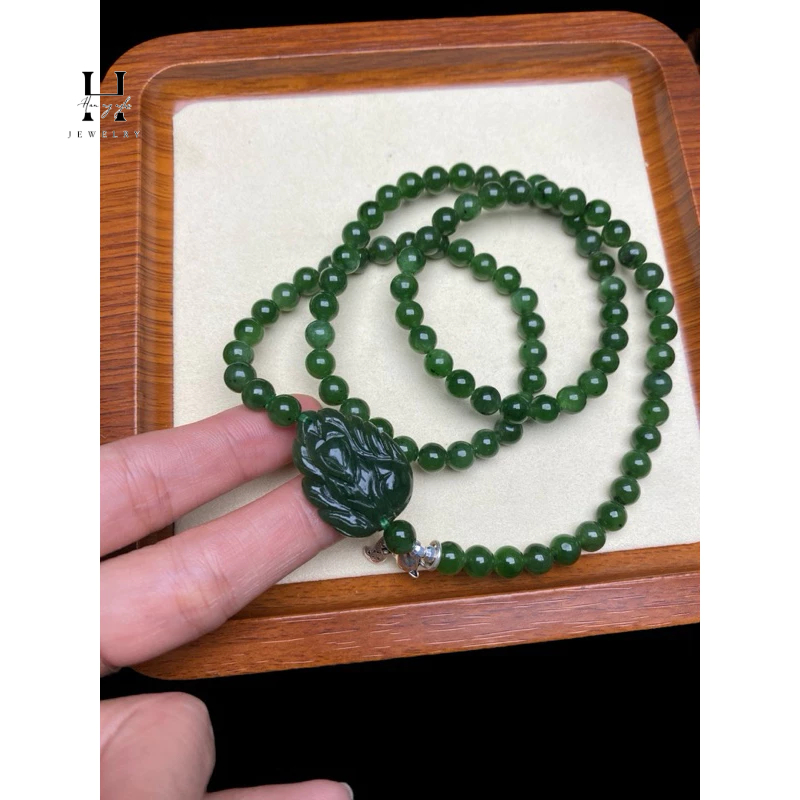 Vòng tay quấn 3 đá ngọc bích 6mm mix hồ ly HANMYNGHE 2 Vòng tay quấn 3 đá ngọc bích 6mm mix hồ ly HANMYNGHE - Hình ảnh 2