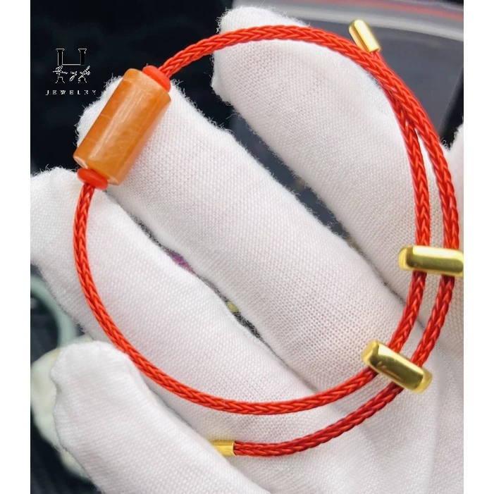 Vòng tay lu thống đá ngọc cẩm thạch huyết HANMYNGHE 2 Vòng tay lu thống đá ngọc cẩm thạch huyết HANMYNGHE - Hình ảnh 2