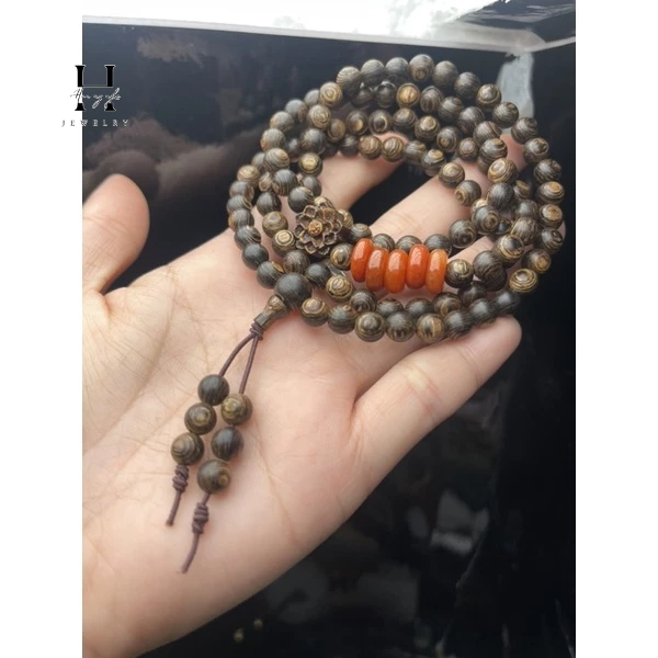 Vòng trầm sánh 6 mm 108 hạt mix ngũ điếu đá ngọc huyết HANMYNGHE 2 Vòng trầm sánh 6 mm 108 hạt mix ngũ điếu đá ngọc huyết HANMYNGHE - Ảnh 2