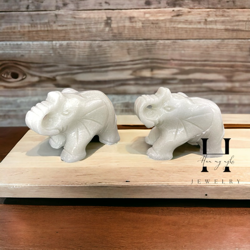Cặp voi đá non nước tự nhiên 8 cm HANMYNGHE 3 Cặp voi đá non nước tự nhiên 8 cm HANMYNGHE - Hình ảnh 3