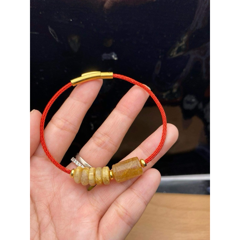 Vòng tay lu thống thạch anh tóc mix ngũ điếu HANMYNGHE 1 Vòng tay lu thống thạch anh tóc mix ngũ điếu HANMYNGHE