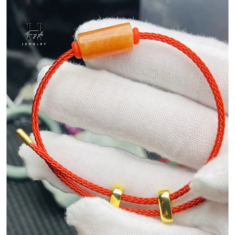 Vòng tay lu thống đá ngọc cẩm thạch huyết HANMYNGHE 3 Vòng tay lu thống đá ngọc cẩm thạch huyết HANMYNGHE - Hình ảnh 3