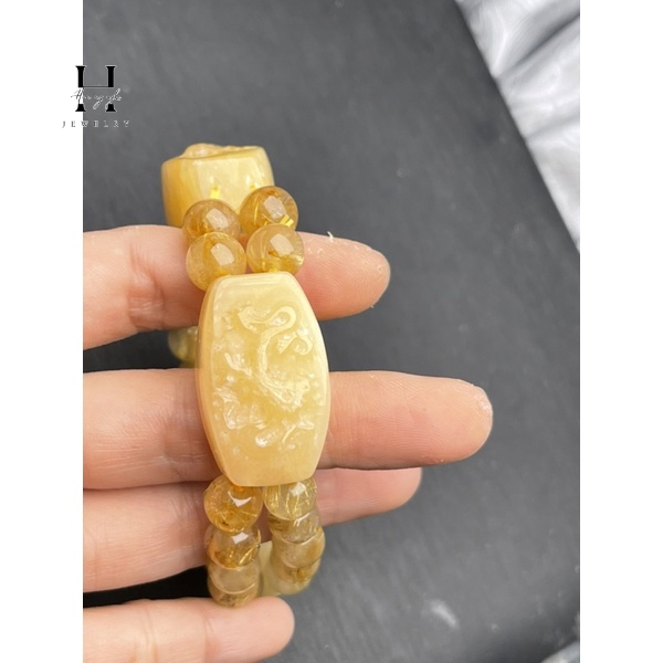 Vòng tay tam hợp đá ngọc hoàng long HANMYNGHE 2 Vòng tay tam hợp đá ngọc hoàng long HANMYNGHE - Hình ảnh 2