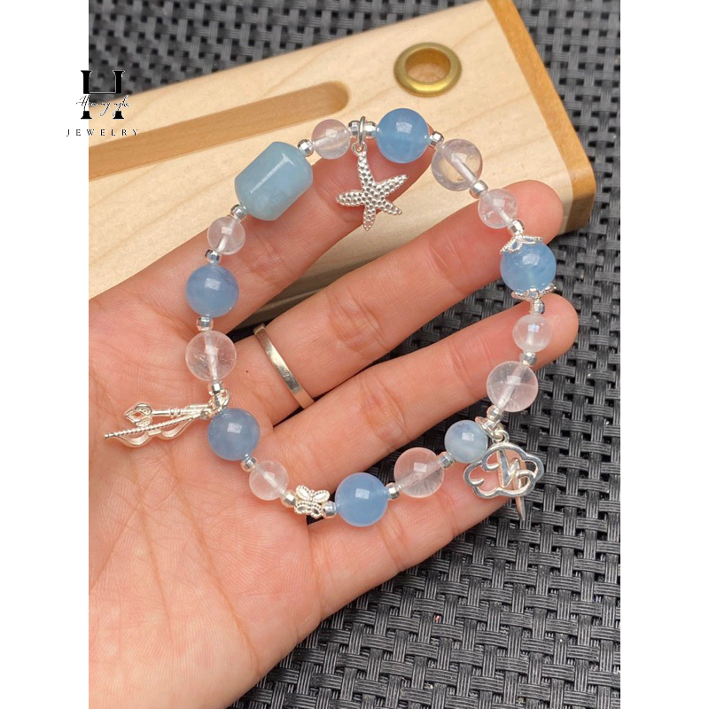 Vòng tay đá phong thuỷ mix charm bạc HANMYNGHE 5 Vòng tay đá phong thuỷ mix charm bạc HANMYNGHE - Hình ảnh 5