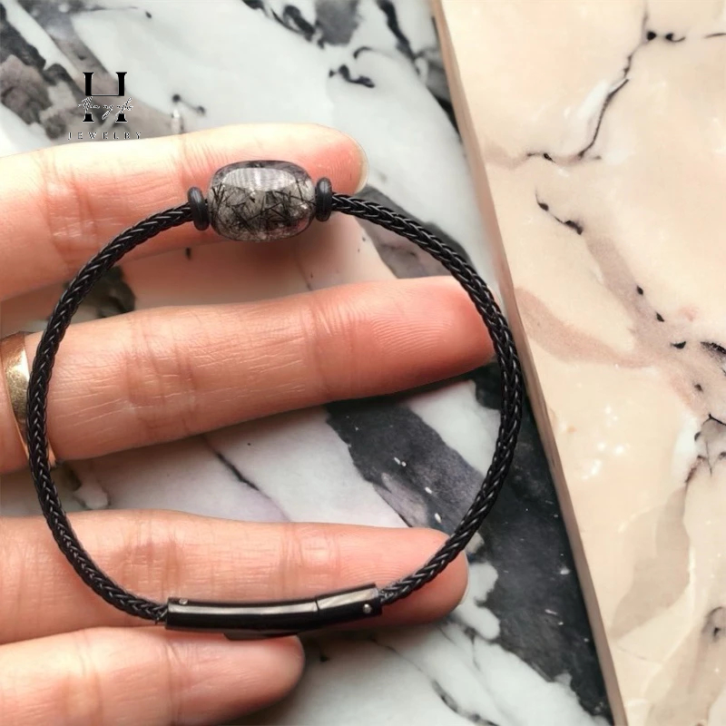 Vòng tay lu thống thạch anh tóc đen HANMYNGHE 3 Vòng tay lu thống thạch anh tóc đen HANMYNGHE - Hình ảnh 3