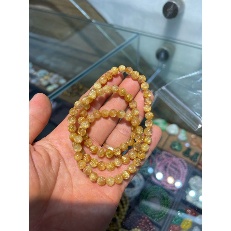 Vòng tay thạch anh tóc vàng quấn 3 vòng 6mm HANMYNGHE 1 Vòng tay thạch anh tóc vàng quấn 3 vòng 6mm  HANMYNGHE