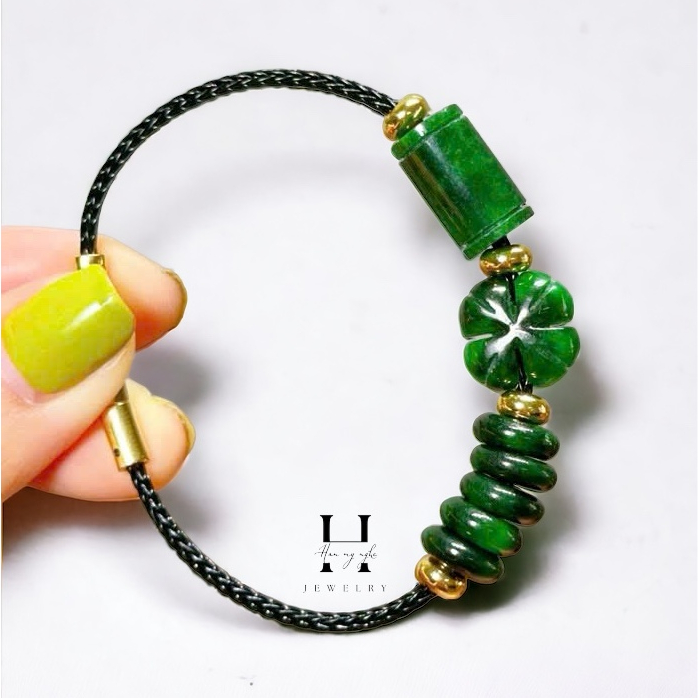 Vòng tay lu thống tài lộc + cỏ 4 lá + ngũ điếu đá ngọc sơn thủy HANMYNGHE 3 Vòng tay lu thống tài lộc + cỏ 4 lá + ngũ điếu đá ngọc sơn thủy HANMYNGHE - Hình ảnh 3