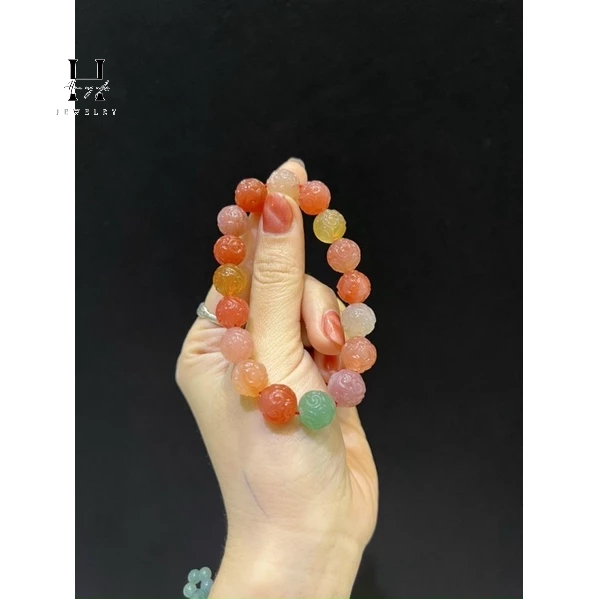 Vòng tay mã não nam hồng chạm hoa văn 11.5 mm HANMYNGHE 3 Vòng tay mã não nam hồng chạm hoa văn 11.5 mm HANMYNGHE - Hình ảnh 3