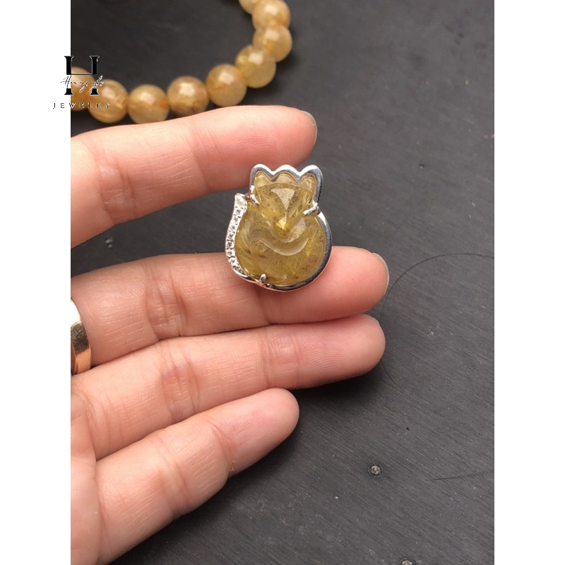 Nhẫn bạc hồ ly đá thạch anh tóc vàng HANMYNGHE 1 Nhẫn bạc hồ ly đá thạch anh tóc vàng HANMYNGHE