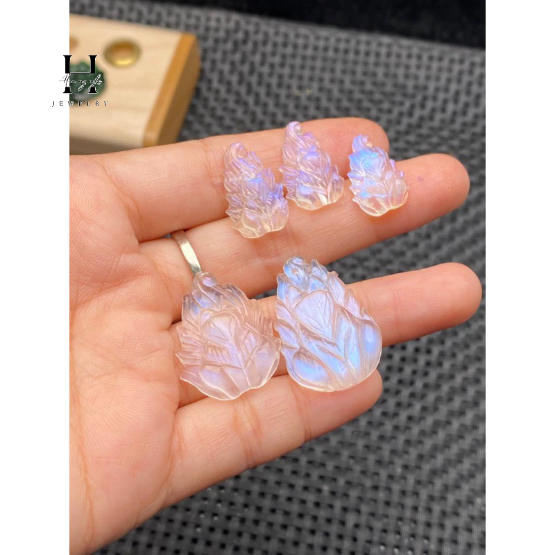 Mặt dây hồ ly đá moonstone ánh sà cừ mạnh HANMYNGHE 1 Mặt dây hồ ly đá moonstone ánh sà cừ mạnh HANMYNGHE