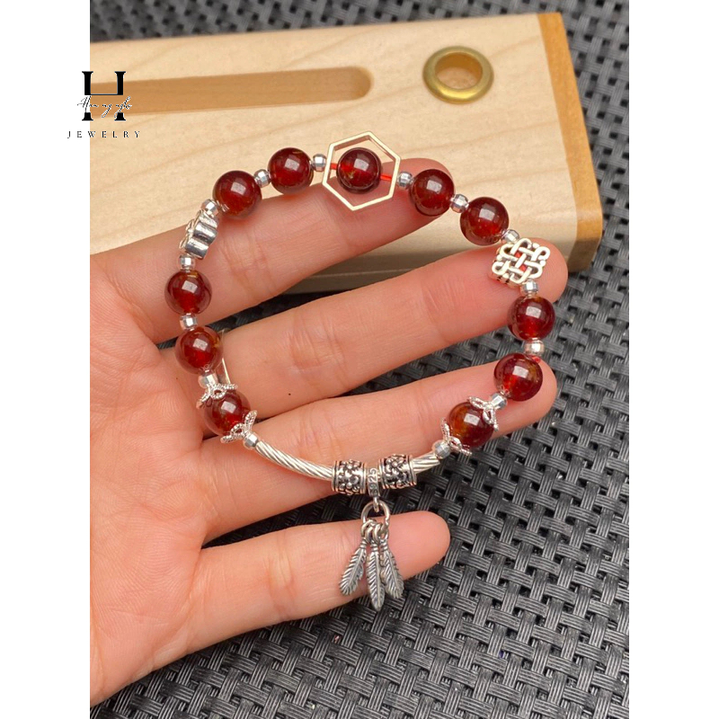 Vòng tay đá phong thuỷ mix charm bạc HANMYNGHE 6 Vòng tay đá phong thuỷ mix charm bạc HANMYNGHE - Hình ảnh 6