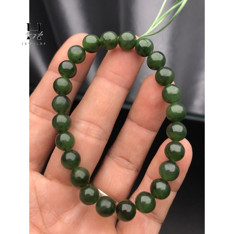 Vòng tay đá ngọc nephrit 7.5mm HANMYNGHE 1 Vòng tay đá ngọc nephrit 7.5mm HANMYNGHE