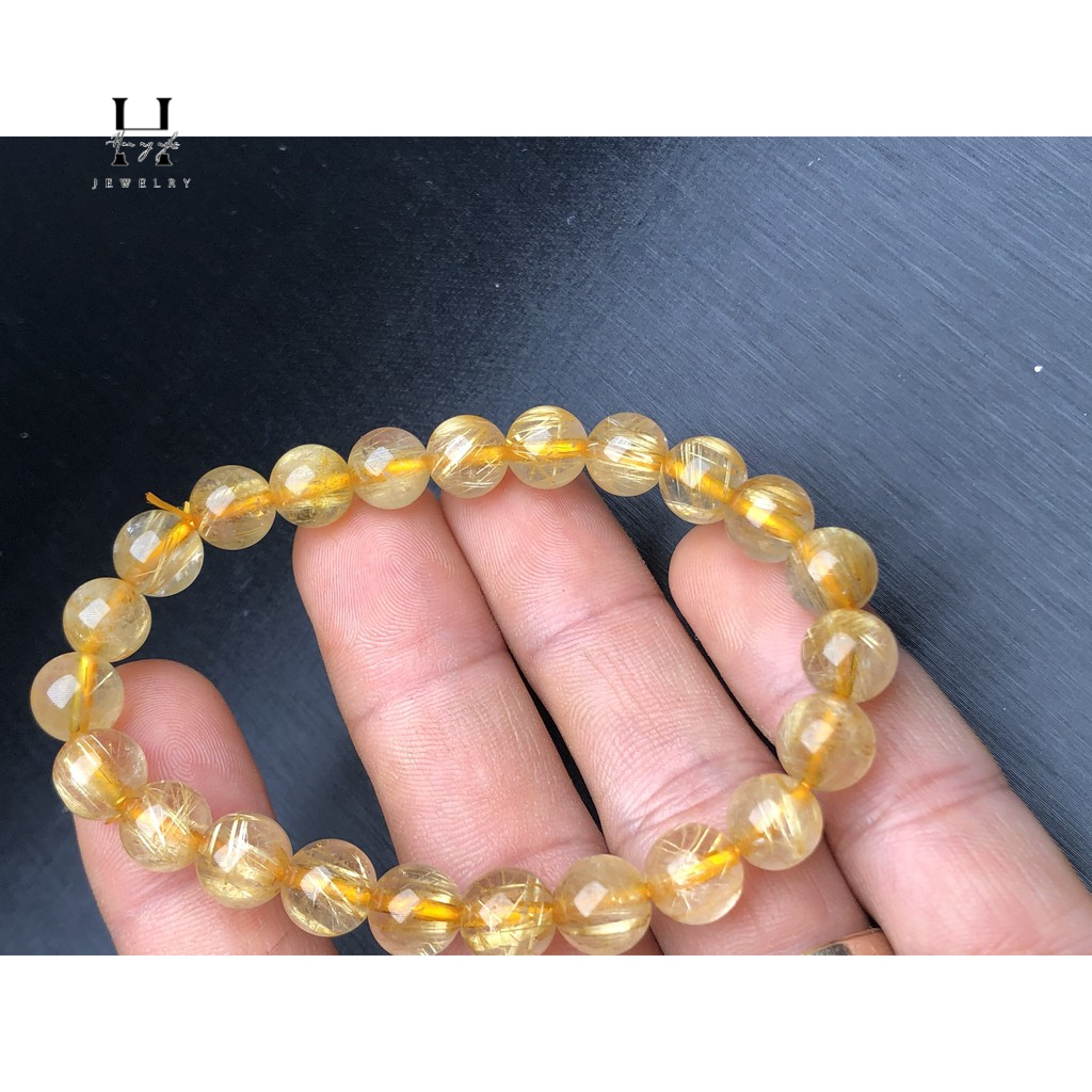 Vòng tay đá thạch anh tóc vàng 8mm HANMYNGHE 1 Vòng tay đá thạch anh tóc vàng 8mm HANMYNGHE