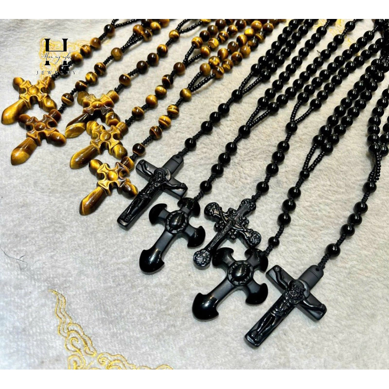 Vòng cổ mân côi đá mắt hổ tự nhiên HANMYNGHE 2 Vòng cổ mân côi đá mắt hổ tự nhiên HANMYNGHE - Hình ảnh 2