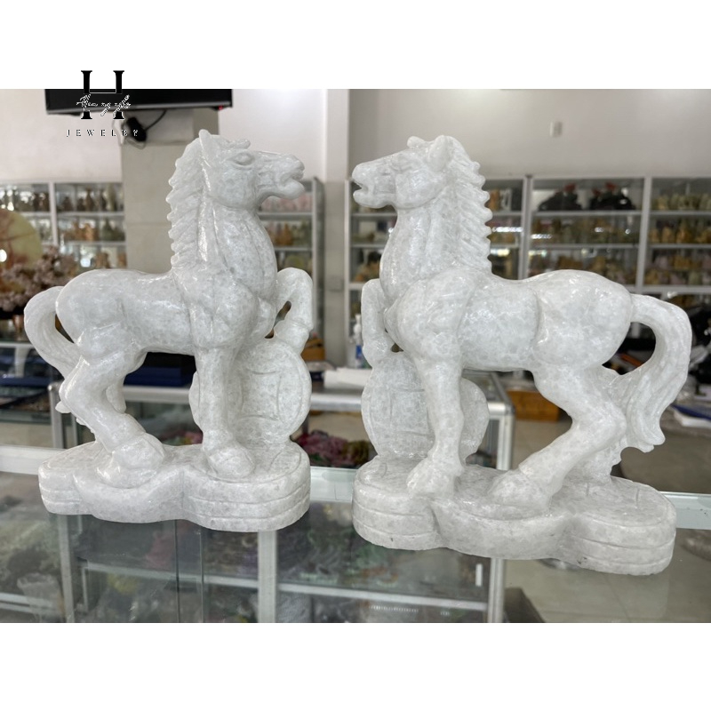 Cặp ngựa đá non nước 20cm HANMYNGHE 1 Cặp ngựa đá non nước 20cm HANMYNGHE