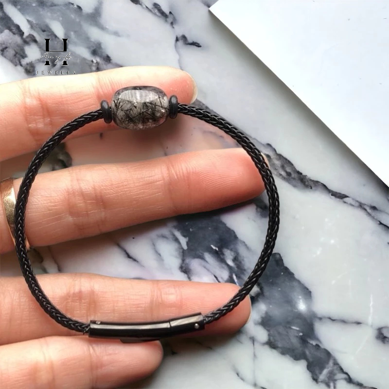 Vòng tay lu thống thạch anh tóc đen HANMYNGHE 1 Vòng tay lu thống thạch anh tóc đen HANMYNGHE