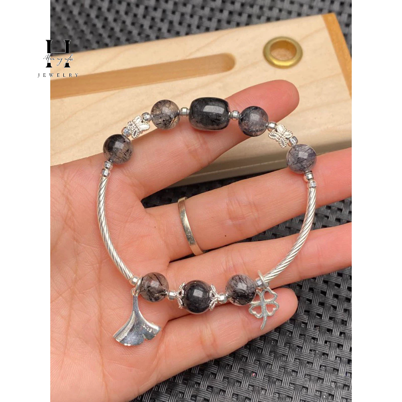 Vòng tay đá phong thuỷ mix charm bạc HANMYNGHE 2 Vòng tay đá phong thuỷ mix charm bạc HANMYNGHE - Hình ảnh 2